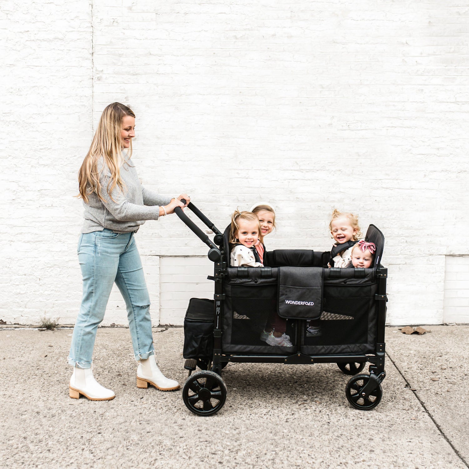 4 kid stroller wagon W4 Elite Quad Stroller Wagon (4 Seater) l WonderFold – Wonderfold